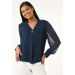 Roman Chiffon Sleeve V-Neck Pleated Top 10 female Roman Chiffon Sleeve V-Neck Pleated Top 10 female