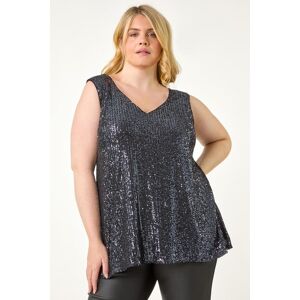 Roman Curve Sequin V-Neck Stretch Vest 26-28 female Roman Curve Sequin V-Neck Stretch Vest 26-28 female
