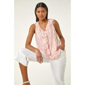 Roman Lace V-Neck Ruffle Front Top 18 female Roman Lace V-Neck Ruffle Front Top 18 female