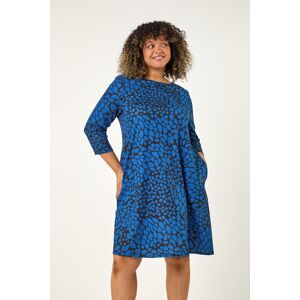 Roman Curve Abstract Print Stretch Swing Dress 26-28 female Roman Curve Abstract Print Stretch Swing Dress 26-28 female