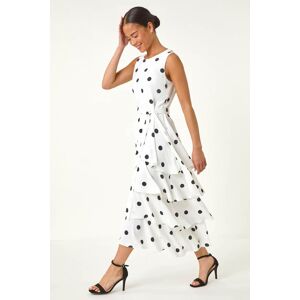 Roman Petite Spot Print Tiered Midi Dress 16 female Roman Petite Spot Print Tiered Midi Dress 16 female