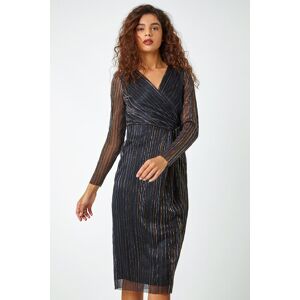 Roman Shimmer Stripe Print Midi Wrap Dress 20 female Roman Shimmer Stripe Print Midi Wrap Dress 20 female