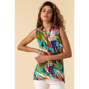 Roman Palm Print Button Detail Tunic Top 18 female Roman Palm Print Button Detail Tunic Top 18 female