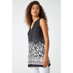 Roman Border Print Zip Detail V-Neck Tunic Top 12 female Roman Border Print Zip Detail V-Neck Tunic Top 12 female