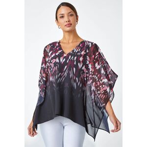 Roman Abstract Print Chiffon Overlay V-Neck Top 12 female Roman Abstract Print Chiffon Overlay V-Neck Top 12 female