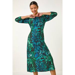 Roman Zebra Print Gathered Midi Dress 20 female Roman Zebra Print Gathered Midi Dress 20 female