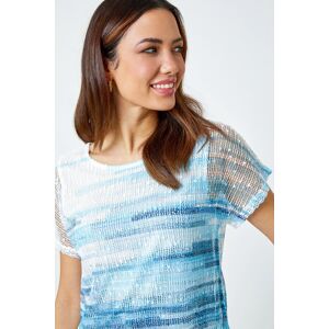 Roman Stripe Print Mesh Overlay Top 20 female Roman Stripe Print Mesh Overlay Top 20 female
