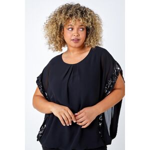 Roman Curve Sequin Trim Chiffon Overlay Top 30-32 female Roman Curve Sequin Trim Chiffon Overlay Top 30-32 female