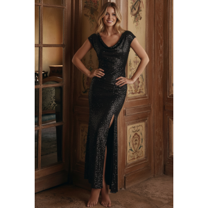 Roman Sequin Cowl Neck Maxi Stretch Dress 20 female Roman Sequin Cowl Neck Maxi Stretch Dress 20 female