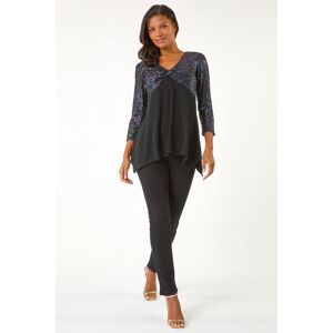 Roman Sequin Bodice V-Neck Stretch Tunic Top 12 female Roman Sequin Bodice V-Neck Stretch Tunic Top 12 female