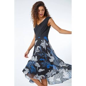Roman Floral Print Pleated Chiffon Midi Dress 10 female Roman Floral Print Pleated Chiffon Midi Dress 10 female