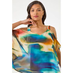 Roman Abstract Overlay Cold Shoulder Top 10 female Roman Abstract Overlay Cold Shoulder Top 10 female