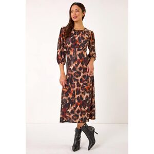 Roman Animal Print Gathered Stretch Midi Dress 18 female Roman Animal Print Gathered Stretch Midi Dress 18 female