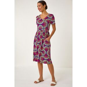 Roman Abstract Print Stretch Midi Dress 18 female Roman Abstract Print Stretch Midi Dress 18 female