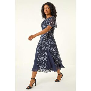 Roman Petite Spot Print Godet Hem Midi Dress 16 female Roman Petite Spot Print Godet Hem Midi Dress 16 female