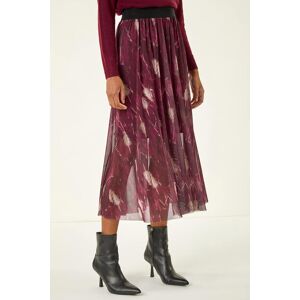 Roman Abstract Print Mesh Overlay Skirt 14 female Roman Abstract Print Mesh Overlay Skirt 14 female