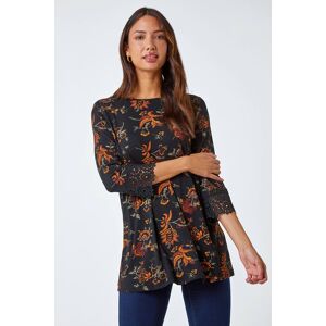 Roman Paisley Print Lace Trim Stretch Top 18 female Roman Paisley Print Lace Trim Stretch Top 18 female
