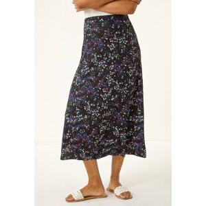 Roman Ditsy Floral Stretch Elastic Waist Midi Skirt 14 female Roman Ditsy Floral Stretch Elastic Waist Midi Skirt 14 female