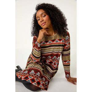 Petite Originals Size 16 Orange Aztec Print Swing Dress - Dress Petite Originals Size 16 Orange Aztec Print Swing Dress - Dress