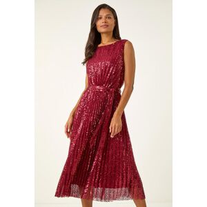 Roman Sequin Detail Pleated Midi Dress 12 female Roman Sequin Detail Pleated Midi Dress 12 female