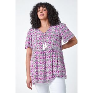 Roman Curve Tie Front V-Neck Boho Printed Top 20 female Roman Curve Tie Front V-Neck Boho Printed Top 20 female