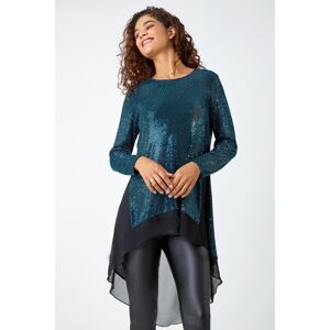 Roman Chiffon Hem Sequin Stretch Tunic Top 20 female Roman Chiffon Hem Sequin Stretch Tunic Top 20 female