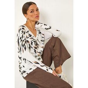 Roman V-Neck Animal Print Knit Jumper 18 female Roman V-Neck Animal Print Knit Jumper 18 female