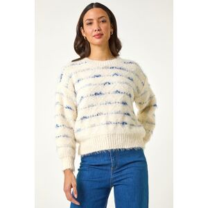 Roman Stripe Fluffy Knit Jumper one size female Roman Stripe Fluffy Knit Jumper one size female