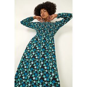 Roman Floral Print Shirred Stretch Midi Dress 20 female Roman Floral Print Shirred Stretch Midi Dress 20 female