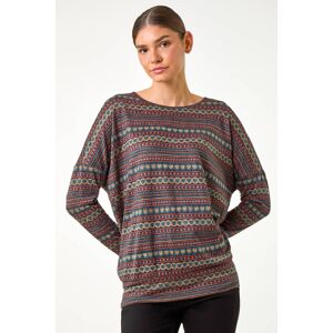 Roman Heart Print Drop Shoulder Stretch Top 16 female Roman Heart Print Drop Shoulder Stretch Top 16 female