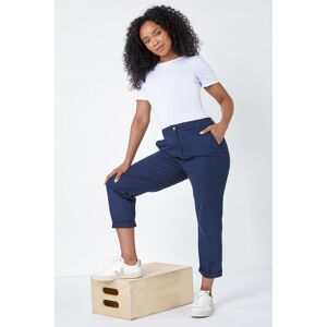 Roman Petite Petite Cotton Blend Stretch Chino Trousers - Navy - Size 14 Roman Petite Petite Cotton Blend Stretch Chino Trousers - Navy - Size 14