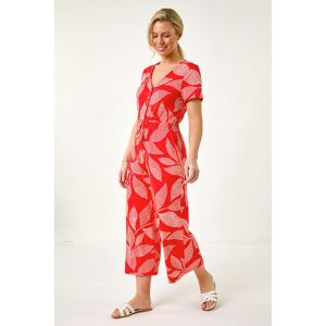 Roman Petite Leaf Print Stretch Jumpsuit 16 female Roman Petite Leaf Print Stretch Jumpsuit 16 female