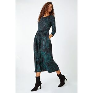 Roman Abstract Print Pocket Midi Stretch Dress 18 female Roman Abstract Print Pocket Midi Stretch Dress 18 female