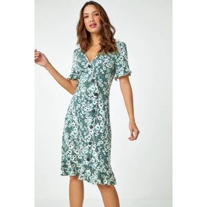 Roman Stretch Floral Print Button Tea Dress 18 female Roman Stretch Floral Print Button Tea Dress 18 female