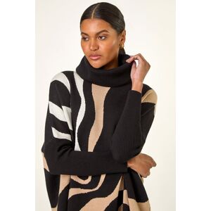 Roman Wave Print Roll Neck Knit Jumper one size female Roman Wave Print Roll Neck Knit Jumper one size female