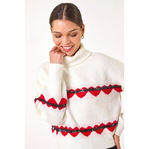 Roman Stripe Heart Cowl Neck Knit Jumper M female Roman Stripe Heart Cowl Neck Knit Jumper M female
