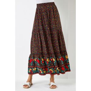 Roman Floral Print Elastic Waist Tiered Maxi Skirt 12 female Roman Floral Print Elastic Waist Tiered Maxi Skirt 12 female