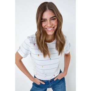 Roman Lightning Embroidery Stripe Stretch T-Shirt 16 female Roman Lightning Embroidery Stripe Stretch T-Shirt 16 female