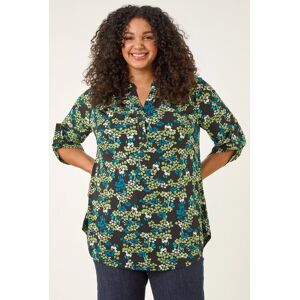 Roman Curve Textured Floral Puff Print Shirt 26-28 female Roman Curve Textured Floral Puff Print Shirt 26-28 female