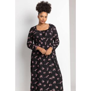 Roman Curve Floral Print Square Neck Midi Dress 30-32 female Roman Curve Floral Print Square Neck Midi Dress 30-32 female