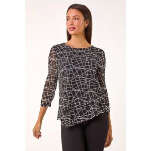 Roman Linear Print Asymmetric Hem Stretch Top 18 female Roman Linear Print Asymmetric Hem Stretch Top 18 female