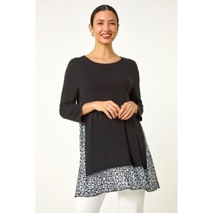 Roman Animal Print Contrast Mesh Hem Stretch Top 18 female Roman Animal Print Contrast Mesh Hem Stretch Top 18 female