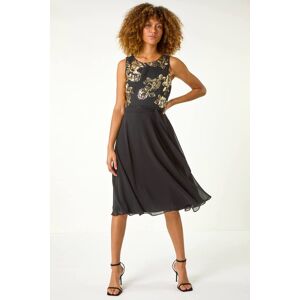 Roman Foil Floral Print Fit & Flare Dress 16 female Roman Foil Floral Print Fit & Flare Dress 16 female