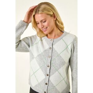 Roman Petite Argyle Buttoned Knit Cardigan 14 female Roman Petite Argyle Buttoned Knit Cardigan 14 female