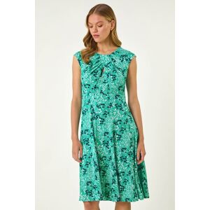 Roman Ditsy Floral Keyhole Twist Dress 12 female Roman Ditsy Floral Keyhole Twist Dress 12 female