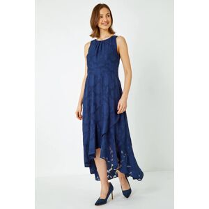 Roman Sleeveless Jacquard Dipped Hem Midi Dress 10 female Roman Sleeveless Jacquard Dipped Hem Midi Dress 10 female