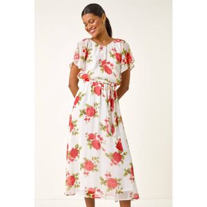Roman Chiffon Floral Split Sleeve Midi Dress 10 female Roman Chiffon Floral Split Sleeve Midi Dress 10 female