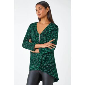 Roman Spot Print Zip Front Stretch Top 12 female Roman Spot Print Zip Front Stretch Top 12 female