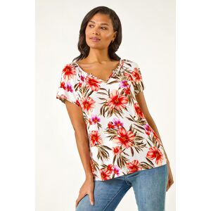 Roman Floral Print Notch Neck Stretch Top 10 female Roman Floral Print Notch Neck Stretch Top 10 female
