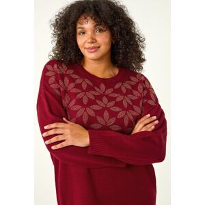 Roman Curve Leaf Print Sparkly Knit Jumper 26-28 female Roman Curve Leaf Print Sparkly Knit Jumper 26-28 female